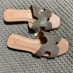 A New Day Sparkling Silver Slide Sandals